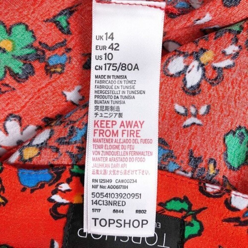 Topshop Ditsy Orange Floral High Waisted Loose Shorts Size 10 - Picture 7 of 8